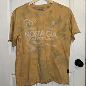 PRPS Men’s Short Sleeve Cutoff Sweatshirt Wheat Yellow Tie Dye Size S Small